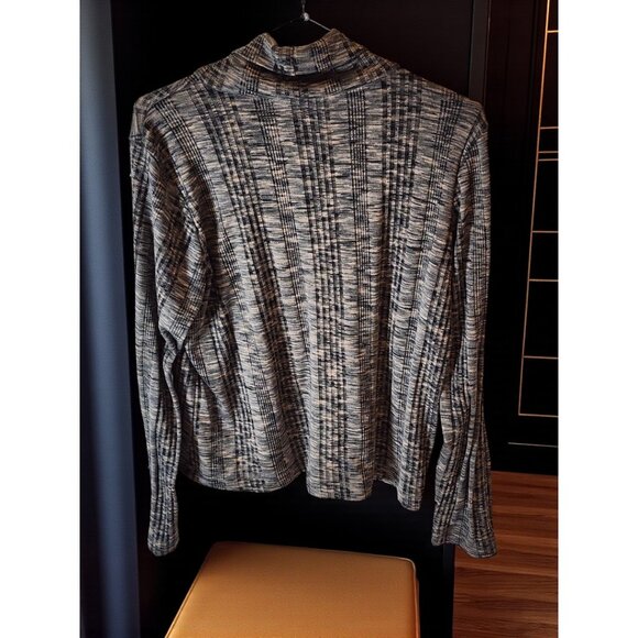 Knox Rose Plaid Cowl Neck Sweater Top XXL Gray Black Cozy Stretch Lounge - Picture 3 of 9